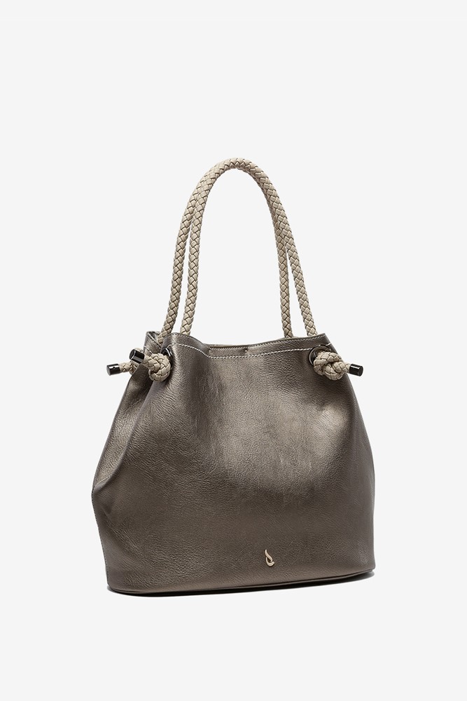 Women's bronze shoulder bag with knotted handle