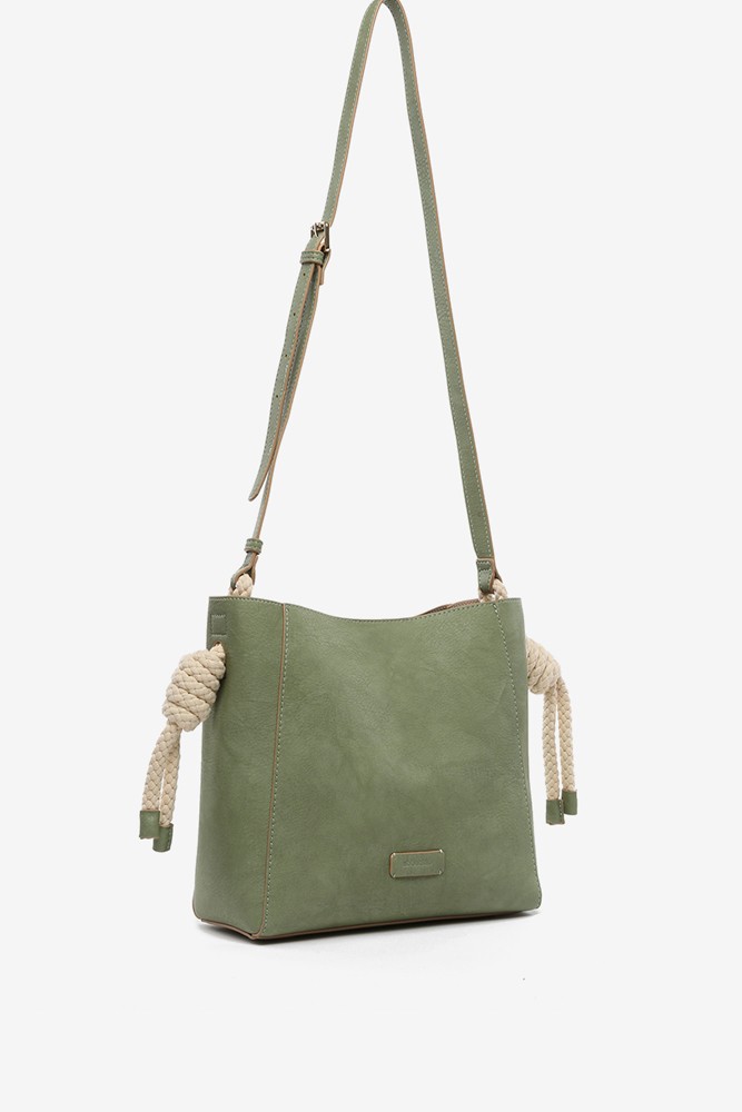 Women's green crossbody bag with knotted handle