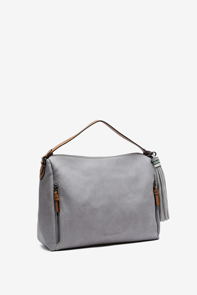 Women's grey hobo bag with tassel