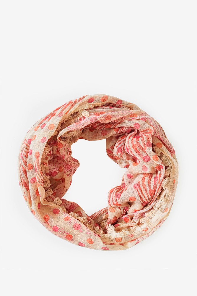 Women's linen scarf with orange seashell print