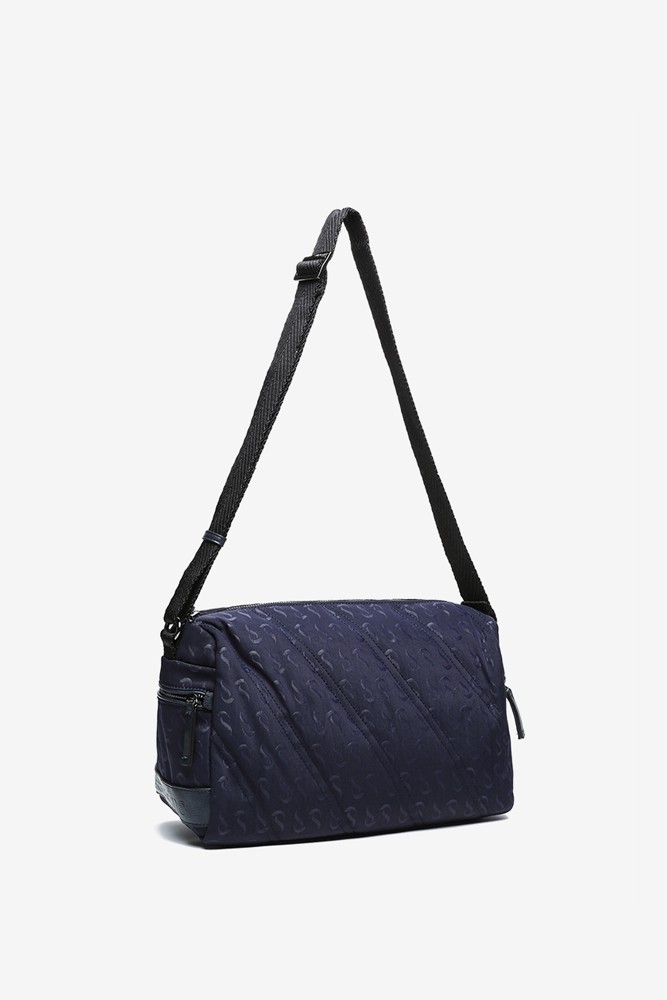 Women's blue jacquard crossbody bag