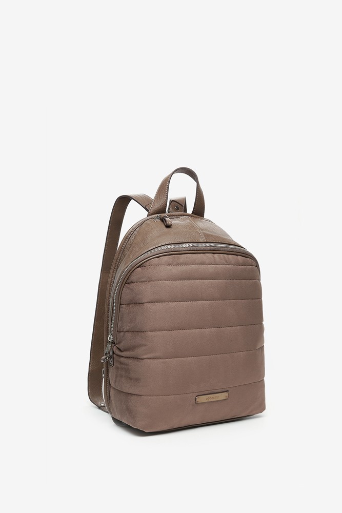 Women's taupe padded i-Pad backpack