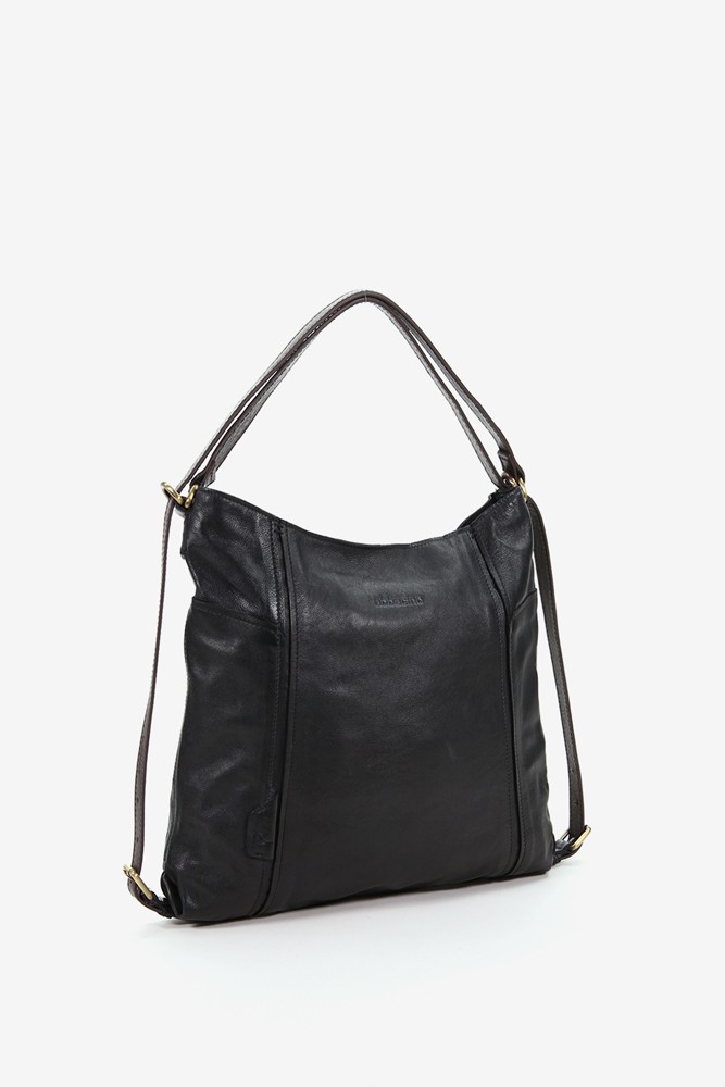 Bolso-mochila de mujer de piel en negro