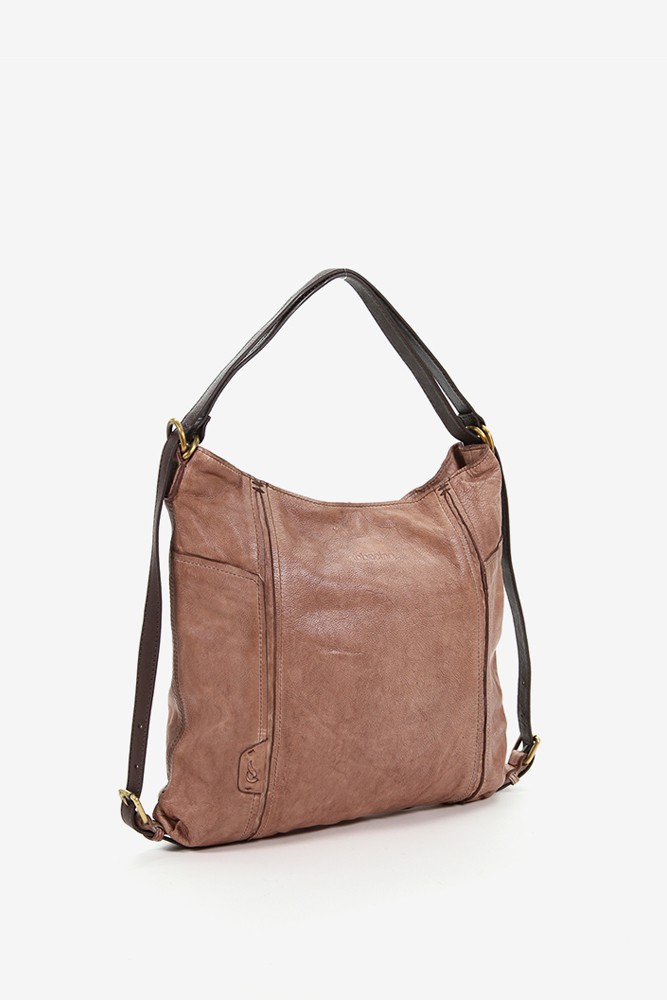 Women's kamel bag-backpack in leather