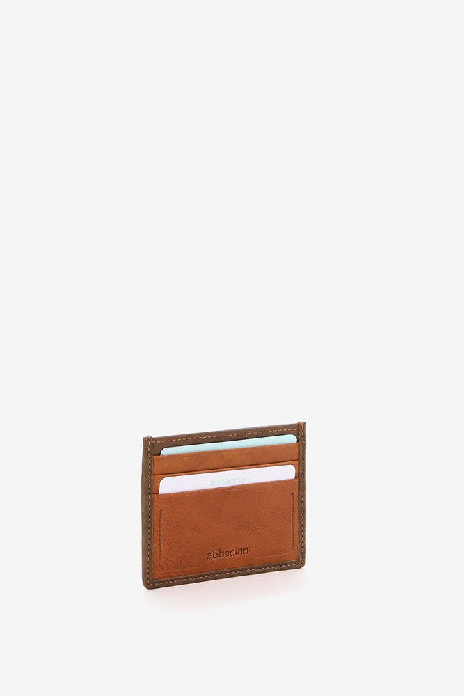 Women's cognac leather card holder