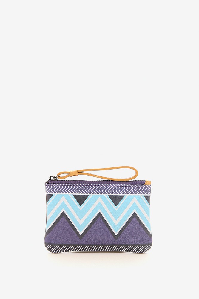 Women's purple coin purse with geometric print