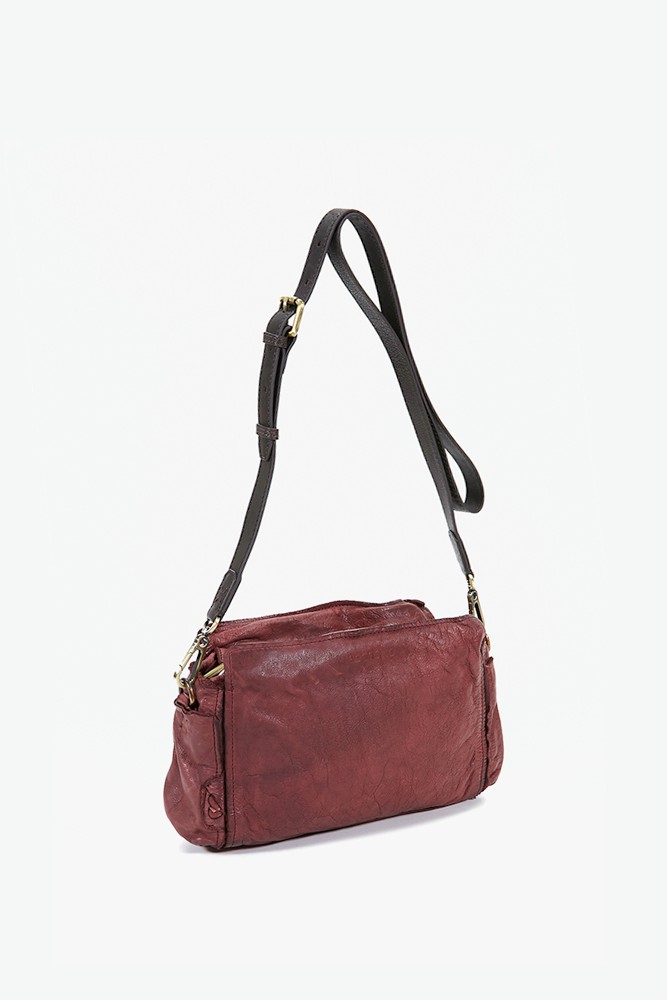 Women's burgundy leather crossbody bag