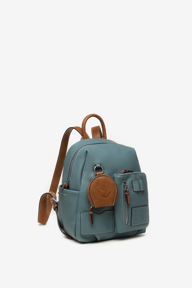 Women's backpack in blue recycled materials