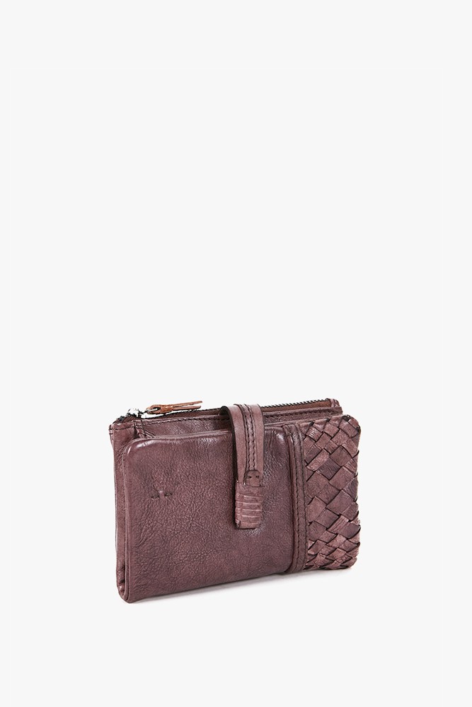 Women's medium brown braided leather wallet