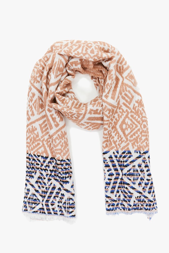 Women's scarf with beige print