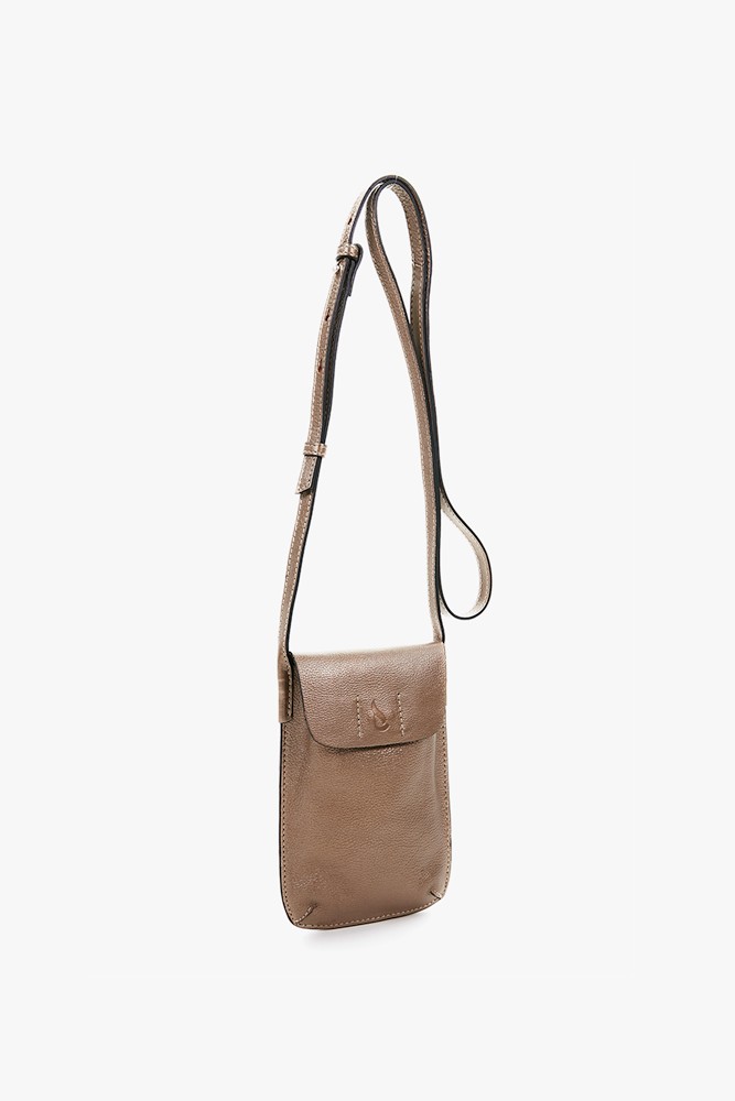 Bolso para el móvil de mujer en piel ámbar