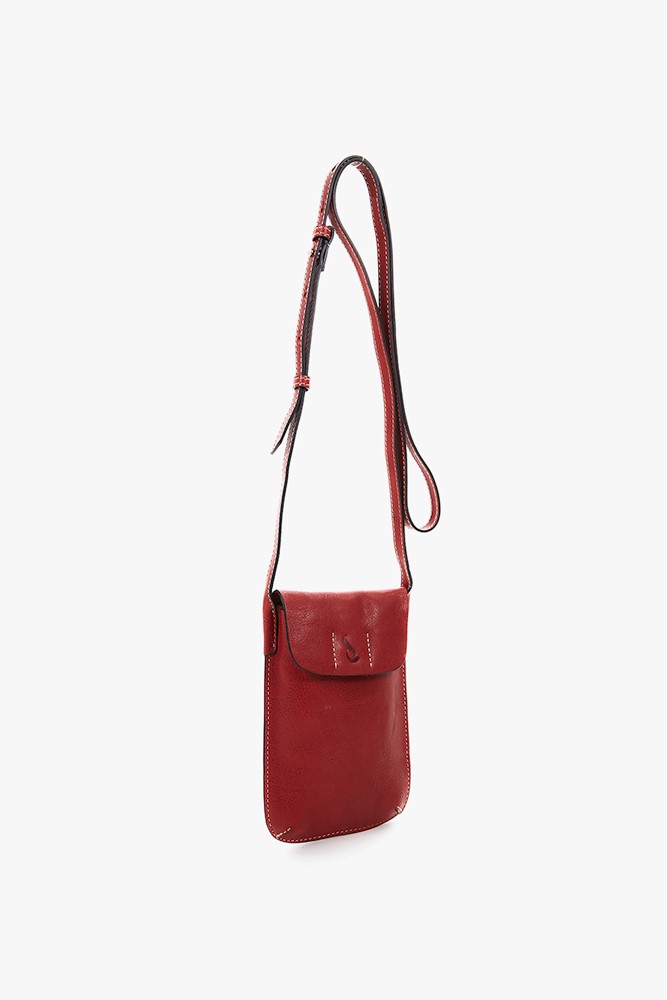 Red leather mobile phone bag