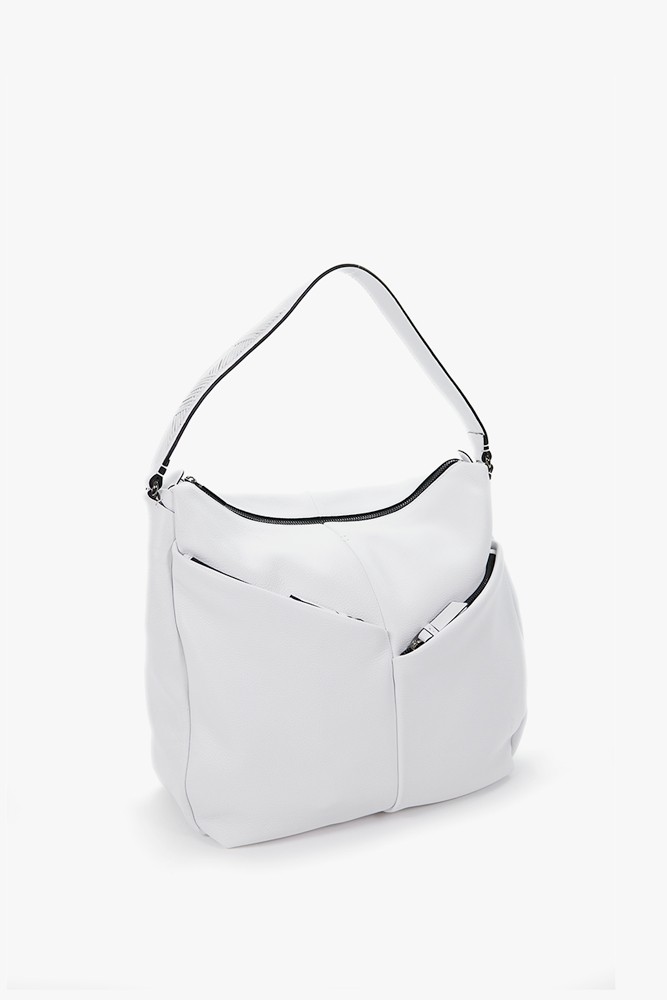 Woman's hobo bag in white leather