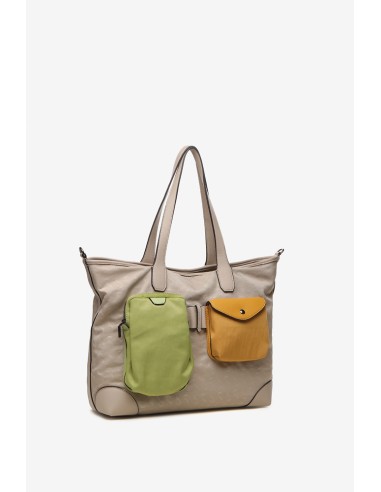 Bolso shopper de mujer en nylon camel