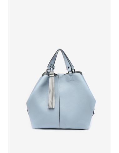 Bolso shopper de mujer con borla en azul