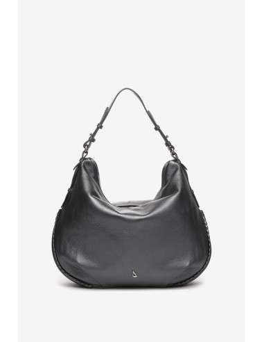 Silver leather hobo bag