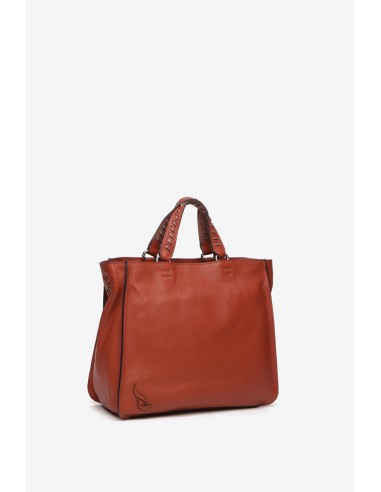 Orange leather shopper bag