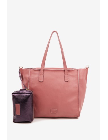 Bolso shopper grande de mujer en piel rosa