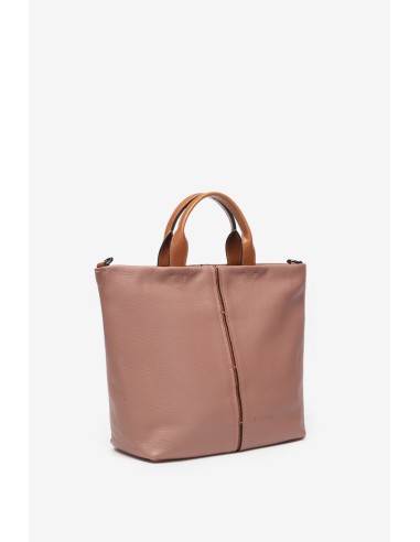 Large pink leather shopper bag