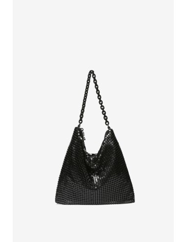 Bolso hobo de fiesta en malla metálica negra