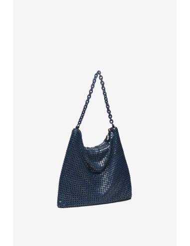 Bolso hobo de fiesta en malla metálica en azul