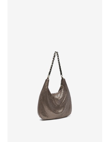 Bolso hobo de fiesta en malla metálica en bronce