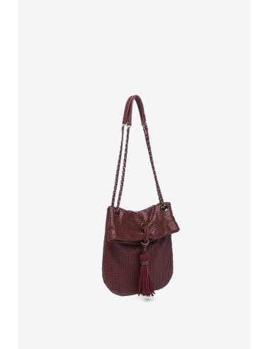 Burgundy metallic mesh half moon party bag