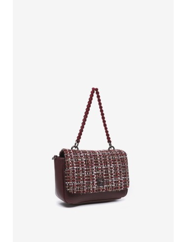 Burgundy tweed party handbag