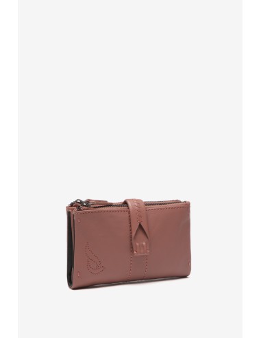 Pink leather medium wallet