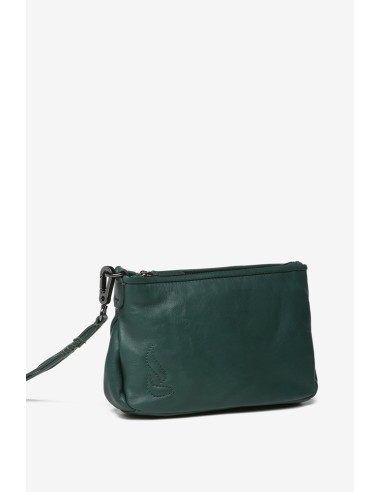 Green leather toiletry bag