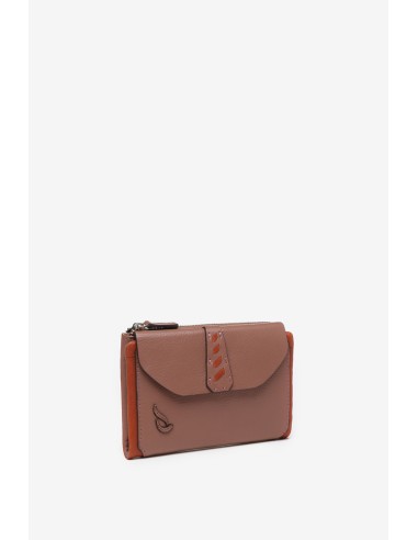 Orange two-tone leather medium wallet