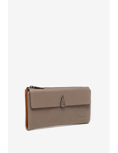 Beige leather large wallet
