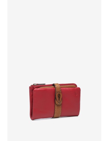 Red two-tone leather medium wallet