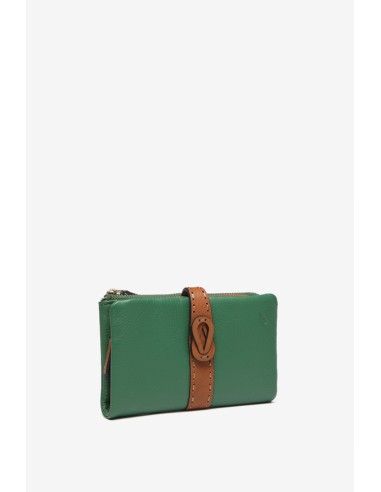 Green two-tone leather medium wallet
