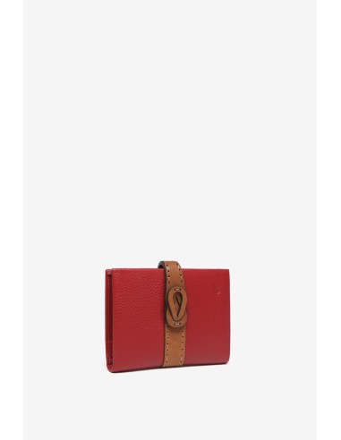 Red two-tone leather card holder