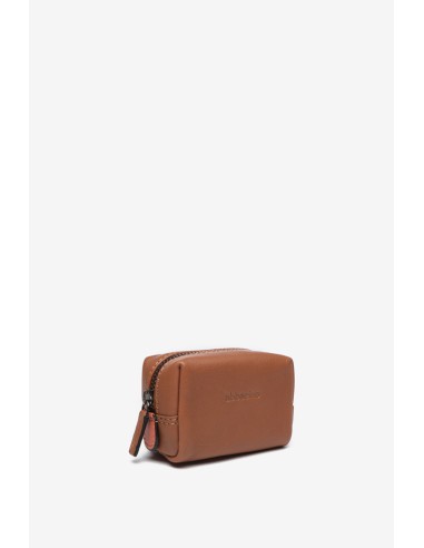 Cognac leather small toiletry bag