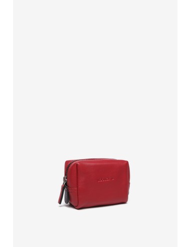Red leather small toiletry bag
