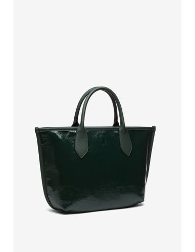 Green patent leather shopper bag