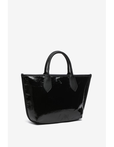Black patent leather shopper bag
