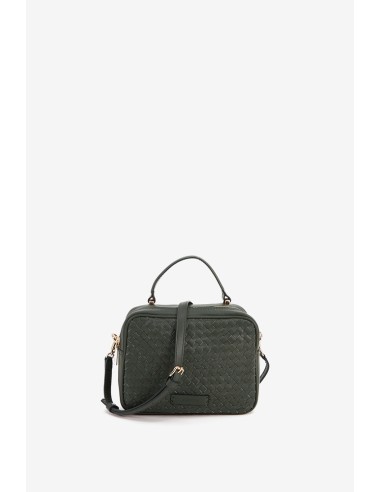 Green braided leather crossbody bag