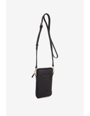 Black braided leather phone bag