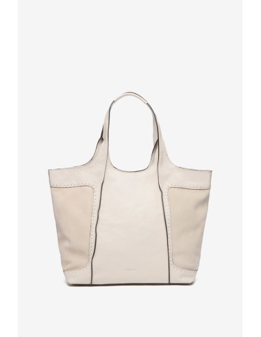 Beige leather shopper bag