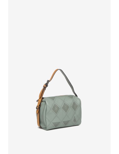 Green die-cut leather crossbody bag