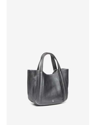 Grey leather handbag