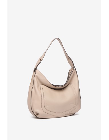 Beige leather shoulder bag