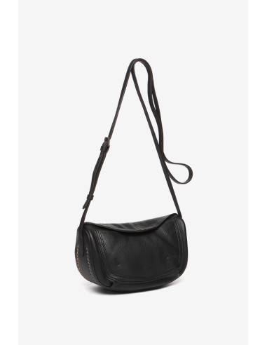 Black leather small crossbody bag in black