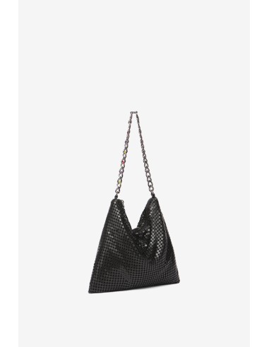 Black metallic mesh shoulder bag