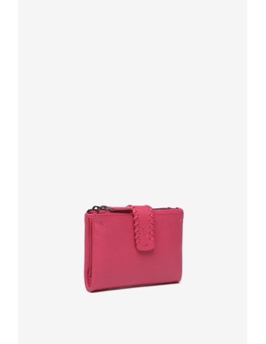 Cartera pequeña de piel en fucsia