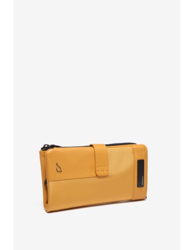Amber nylon and leather large wallet