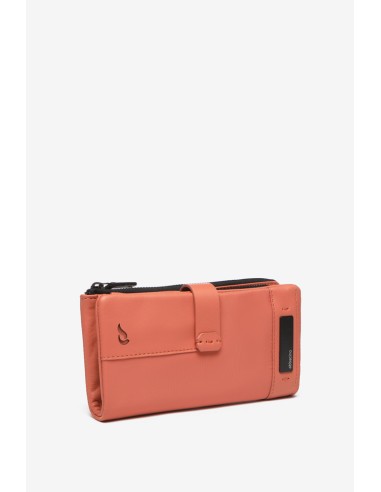 Orange large nylon and leather wallet